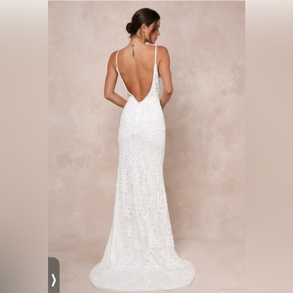 NWOT Lulus Everlasting Passion White SequinBeaded Backless Maxi💍 - Picture 2 of 12